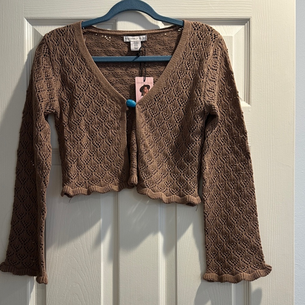 Sincerely Jules Textured Brown Cardigan